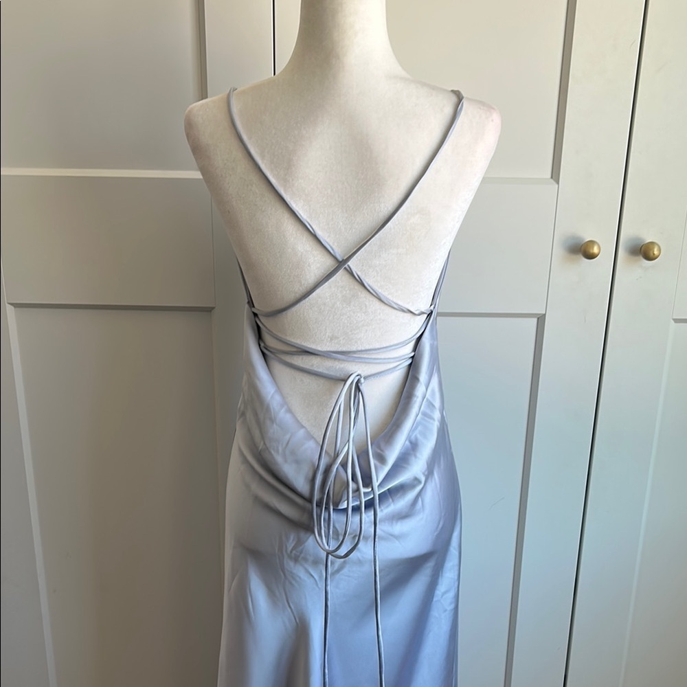Zara Powder Blue Strappy Slip Dress | L - Picture 3 of 9